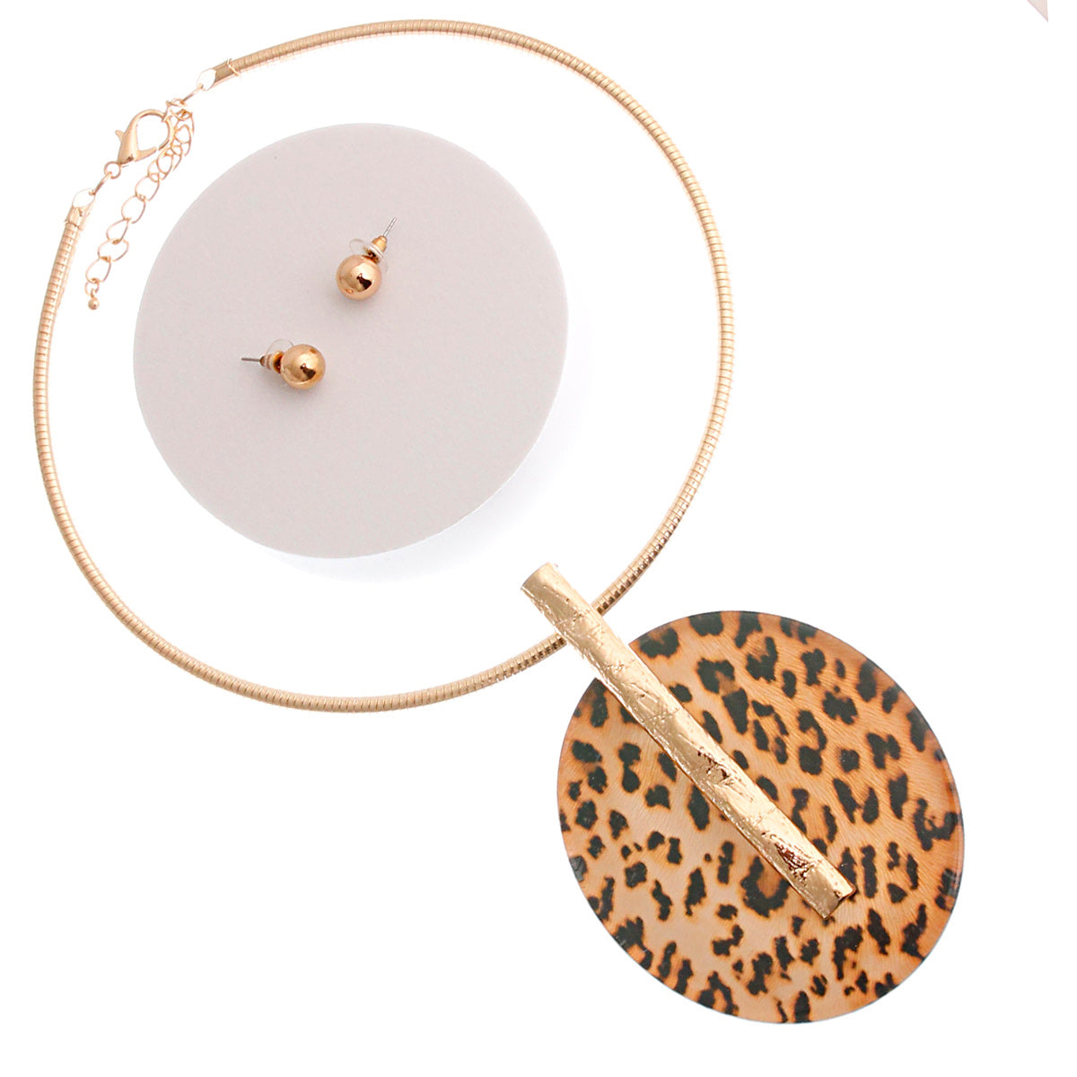 Gold XLarge Leopard Pendant Set