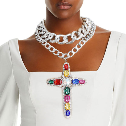 Chunky Silver Multi Jumbo Cross Set