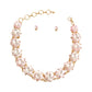 Gold and Pink Round Crystal Link Necklace