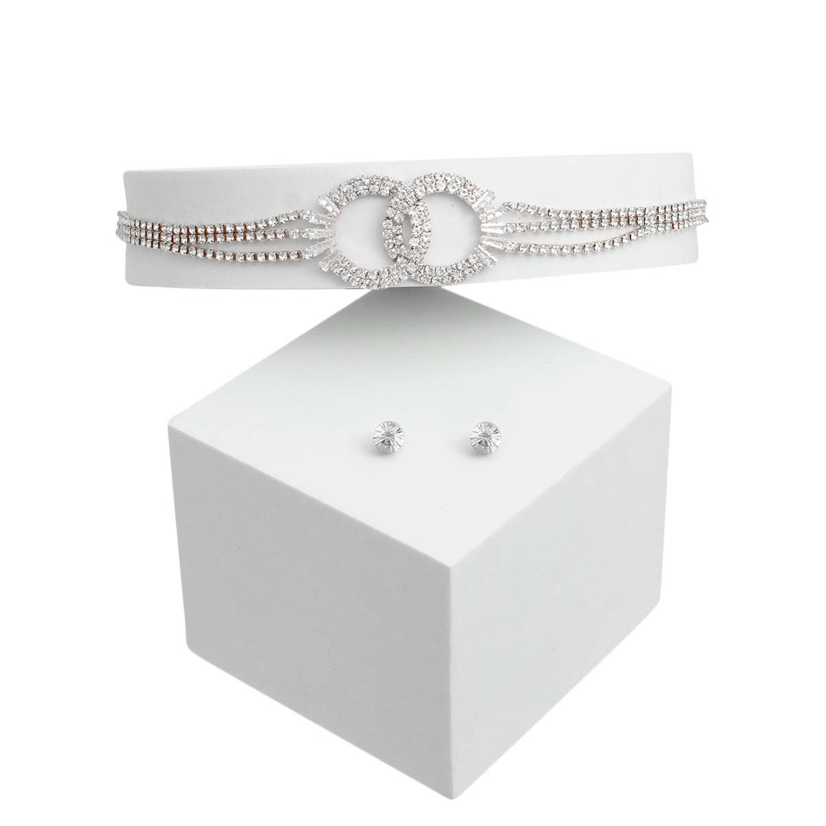 Silver 4 Row Pave Infinity Link Choker