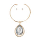 Halo Clear Teardrop Gold Choker