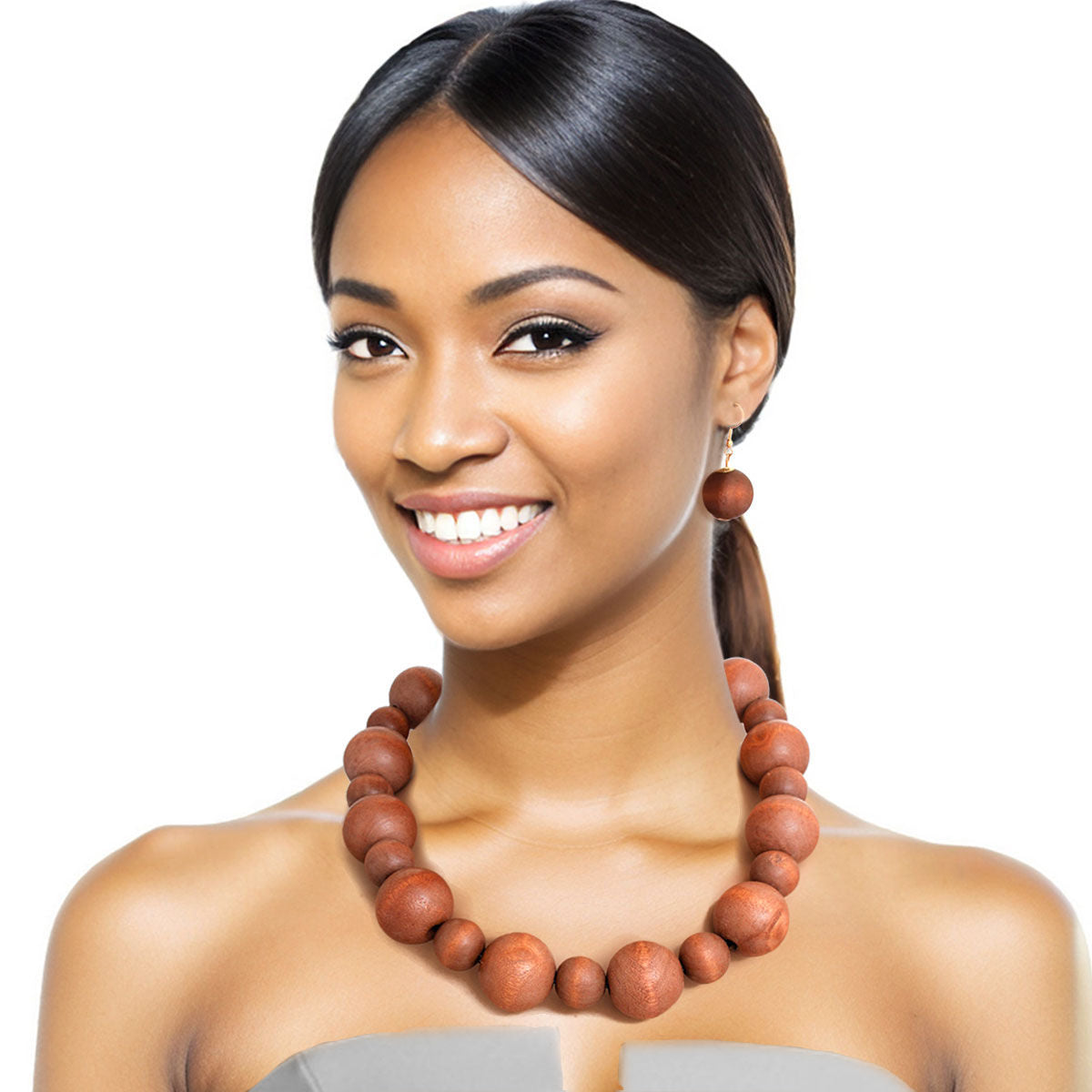 Natural Brown Wood Necklace