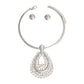 Teardrop Silver Halo Pendant Set
