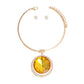 Round Yellow Halo Pendant Set