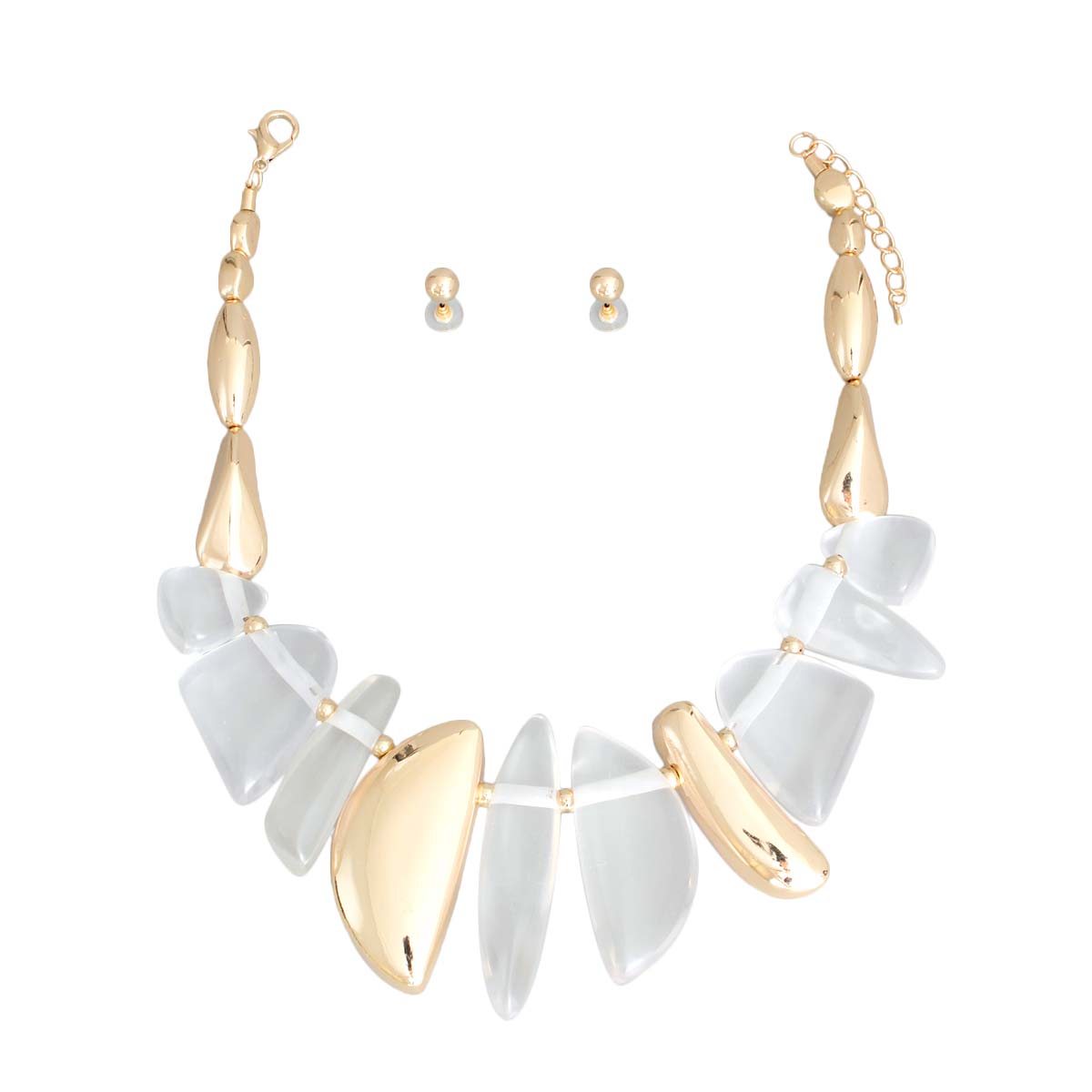 Clear Chunky Thick Bead Bib Set