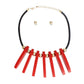 Necklace Red Long Wood Bead Bib for Women