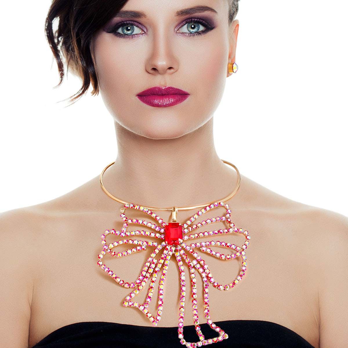 Red Crystal Bow Set