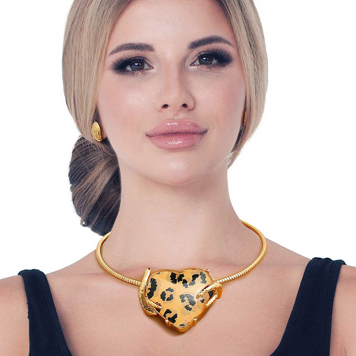 Leopard Heart Rigid Collar Set