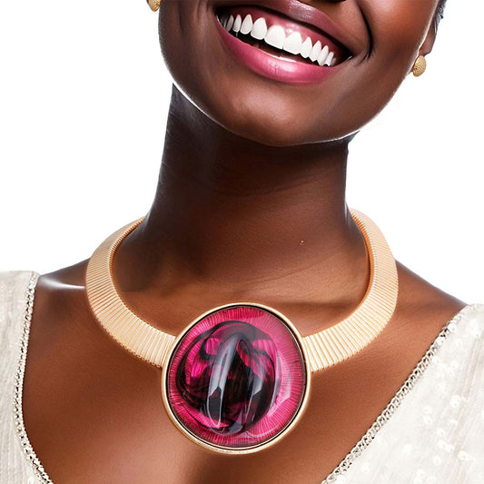 Gold Omega Round Purple Resin Set