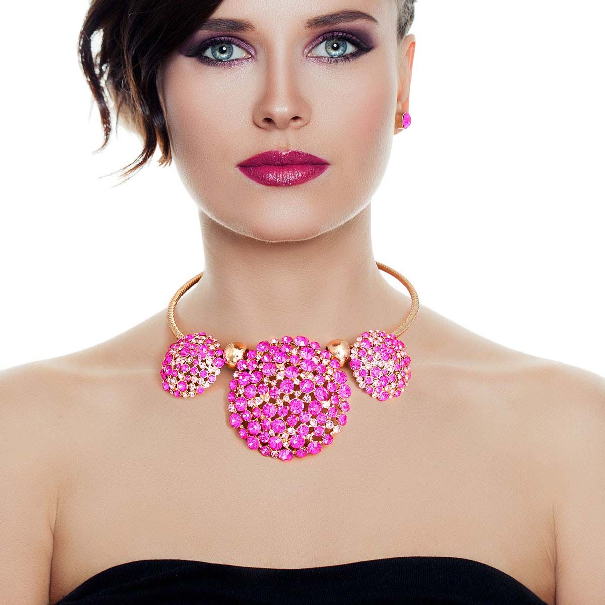 Fuchsia Triple Dome Pendant Set