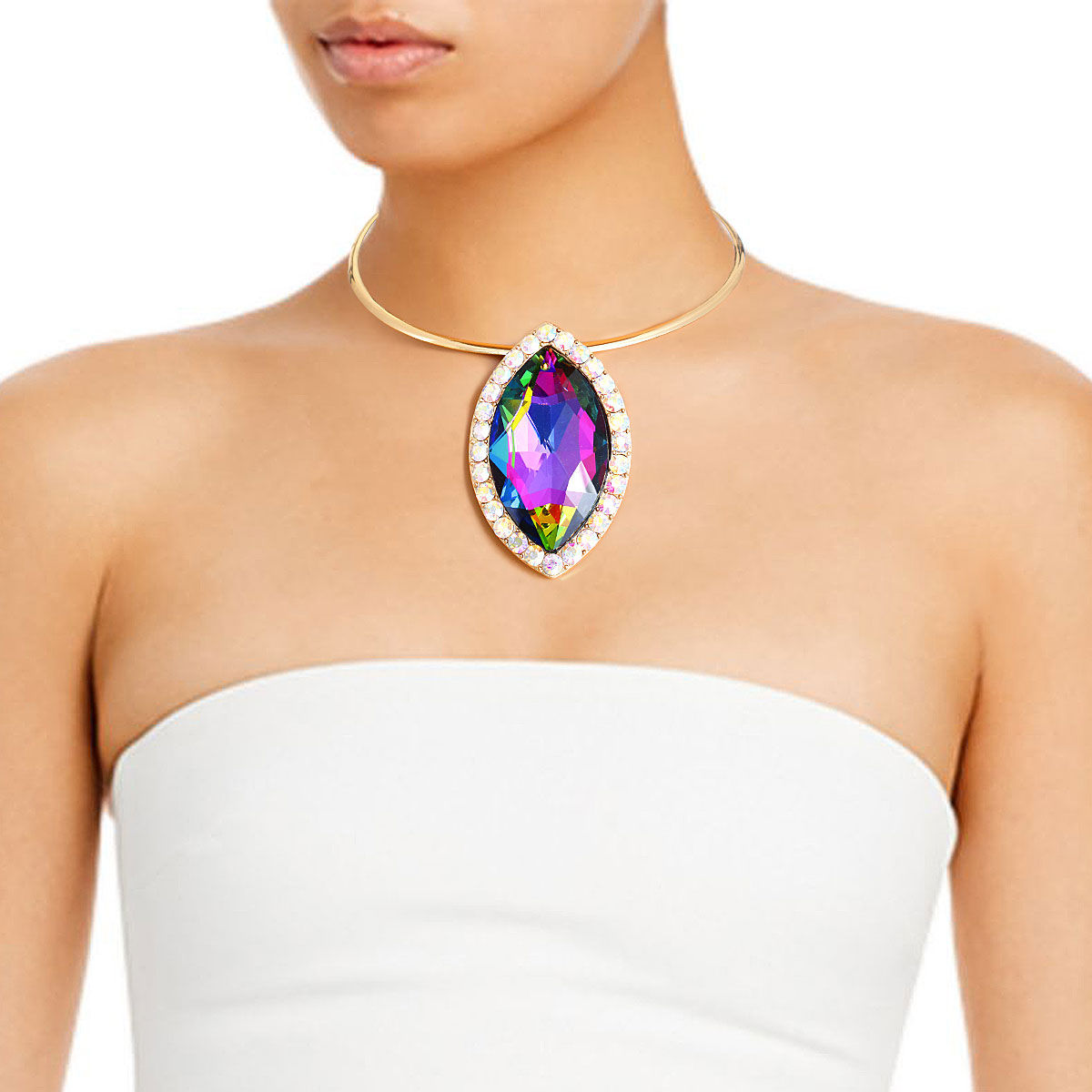 Pink Green XL Marquise Choker