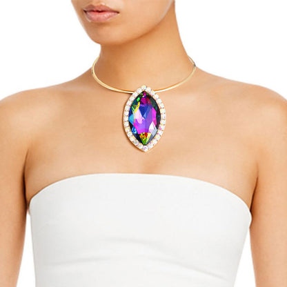 Pink Green XL Marquise Choker