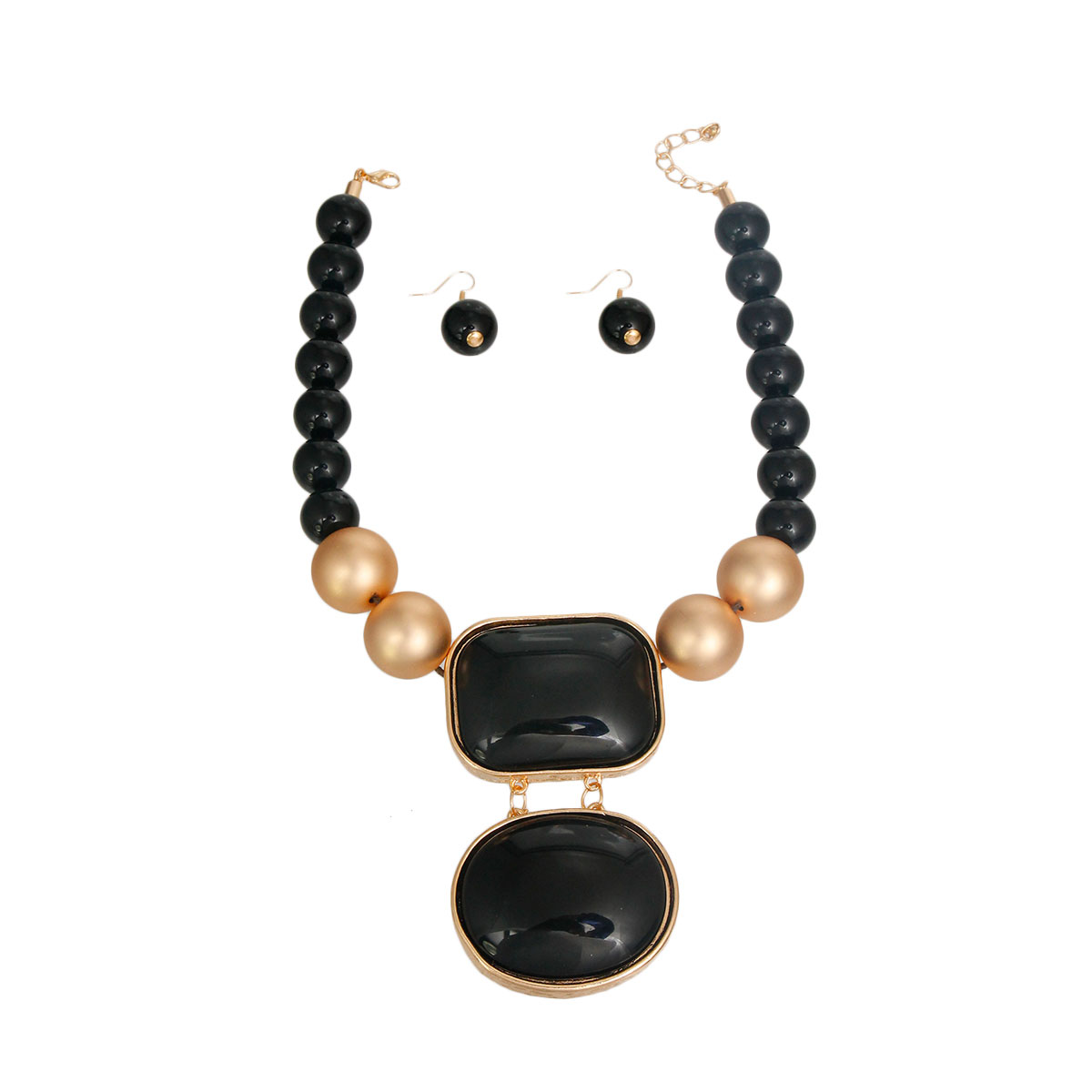 Black and Gold Pearl Pendant Set