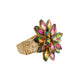 Pink Green Stacked Marquise Flower Ring