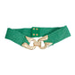 Stretch Belt Raffia Green Horseshoe  for Women