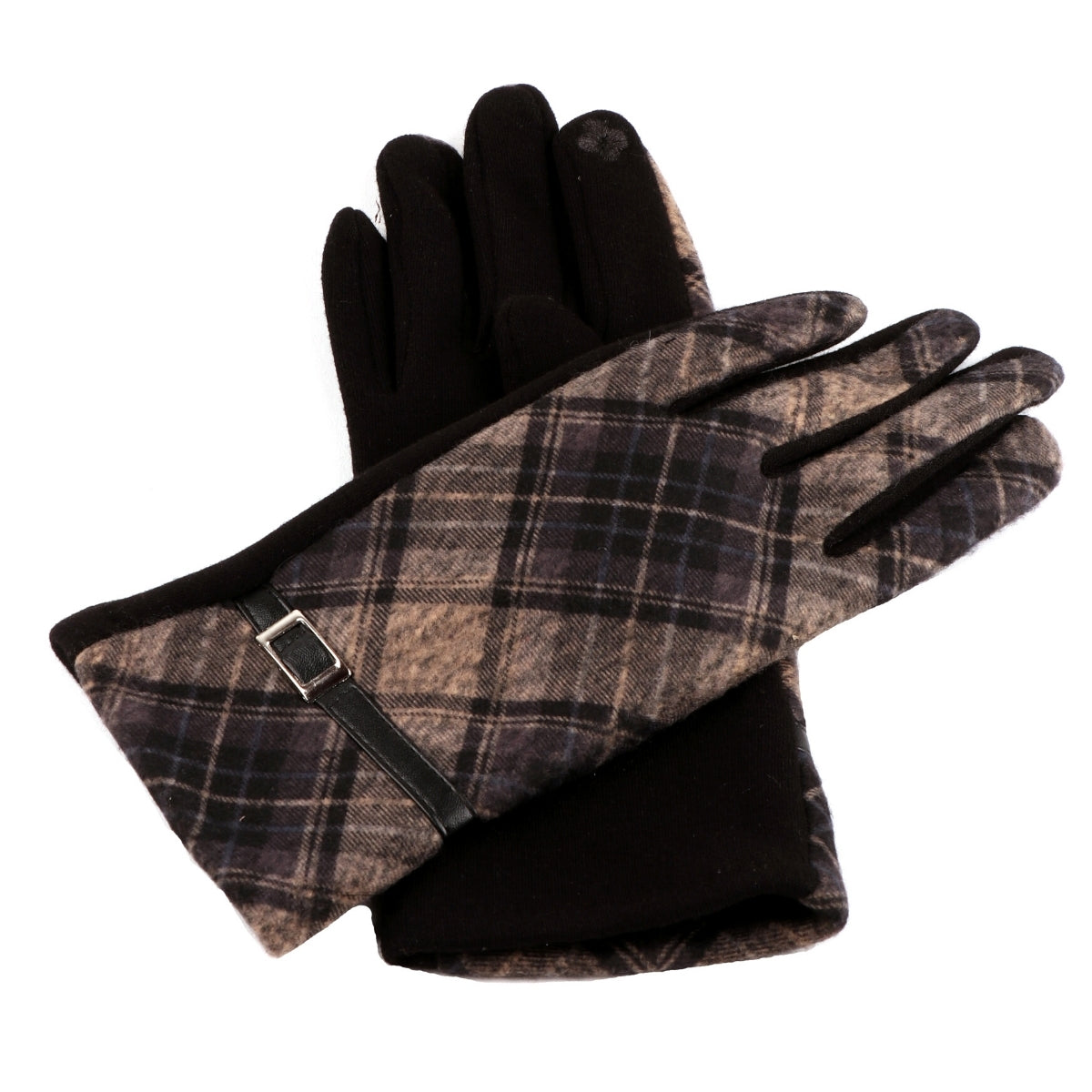Black Plaid Touch Screen Gloves