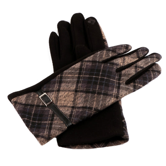 Black Plaid Touch Screen Gloves