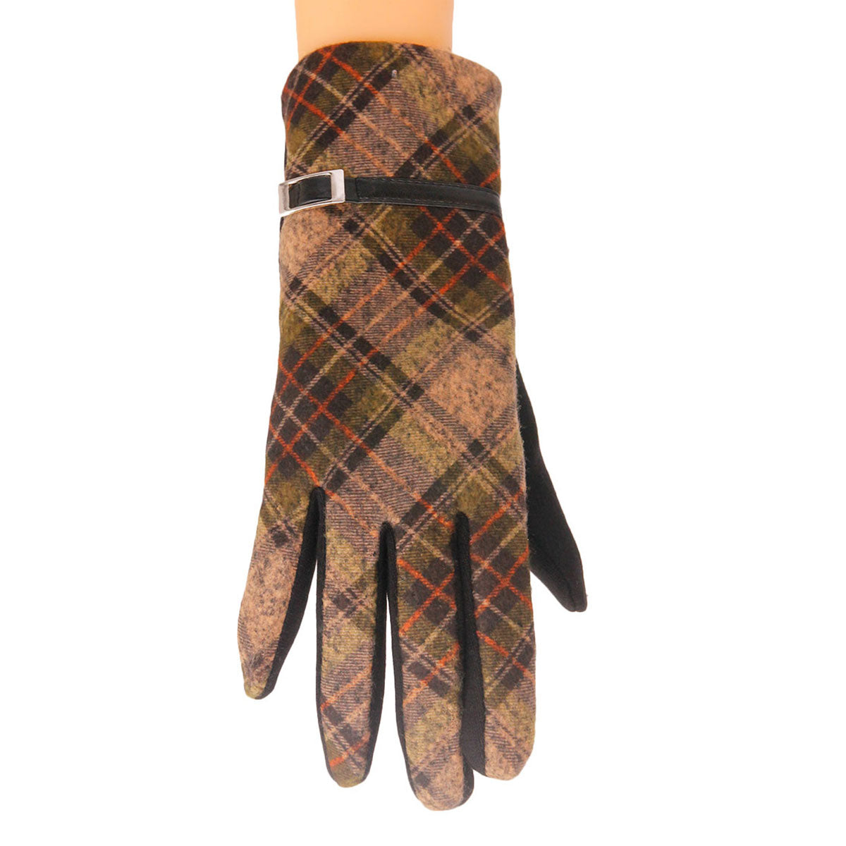Green Plaid Touch Screen Gloves