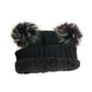 Black Knit Double Pom Pom Hat