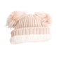 Light Brown Knit Double Pom Pom Hat
