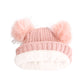Mauve Knit Double Pom Pom Hat