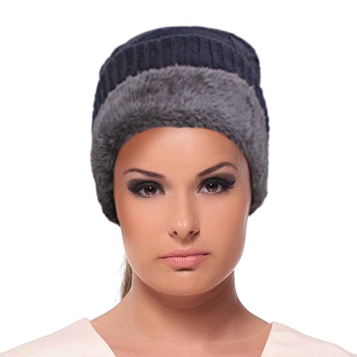 Black Knit Fleece Lined Hat