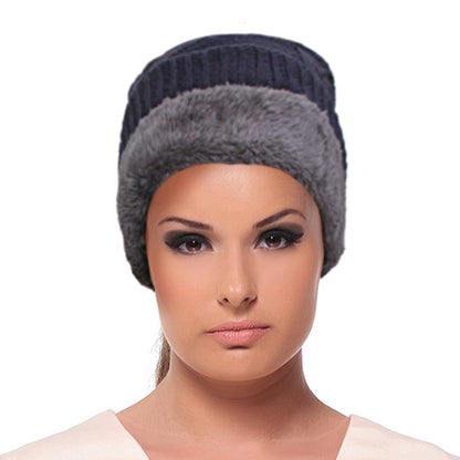 Black Knit Fleece Lined Hat