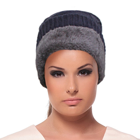 Black Knit Fleece Lined Hat