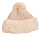 Cream Knit Fur Pom Pom Hat