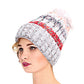 Gray Stripe Knit Fleece Lined Hat