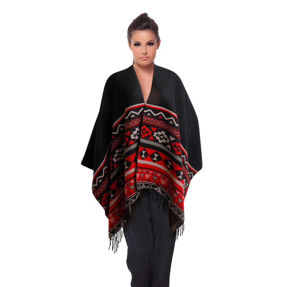 Black Aztec Print Shawl Scarf