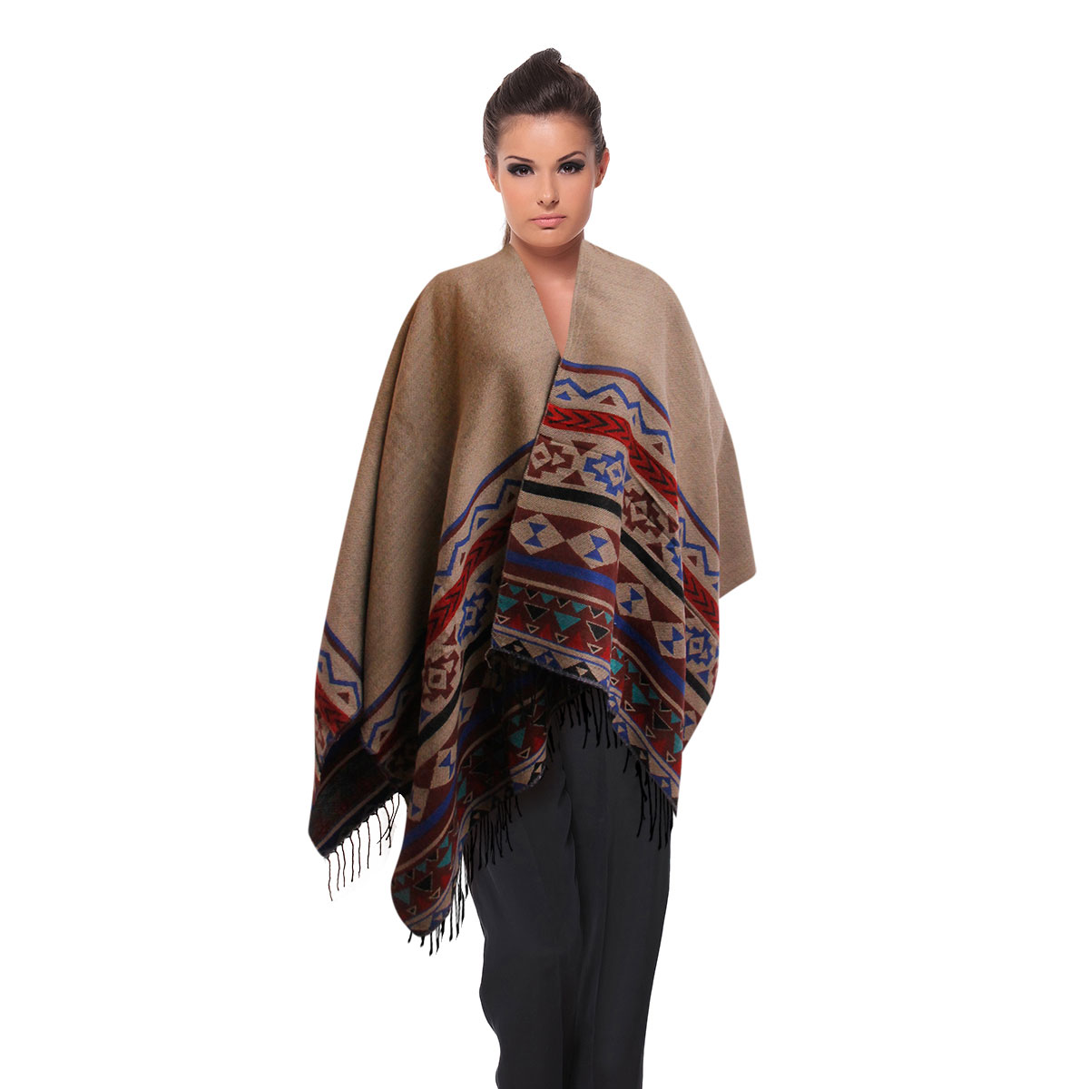 Burgundy Aztec Print Shawl Scarf