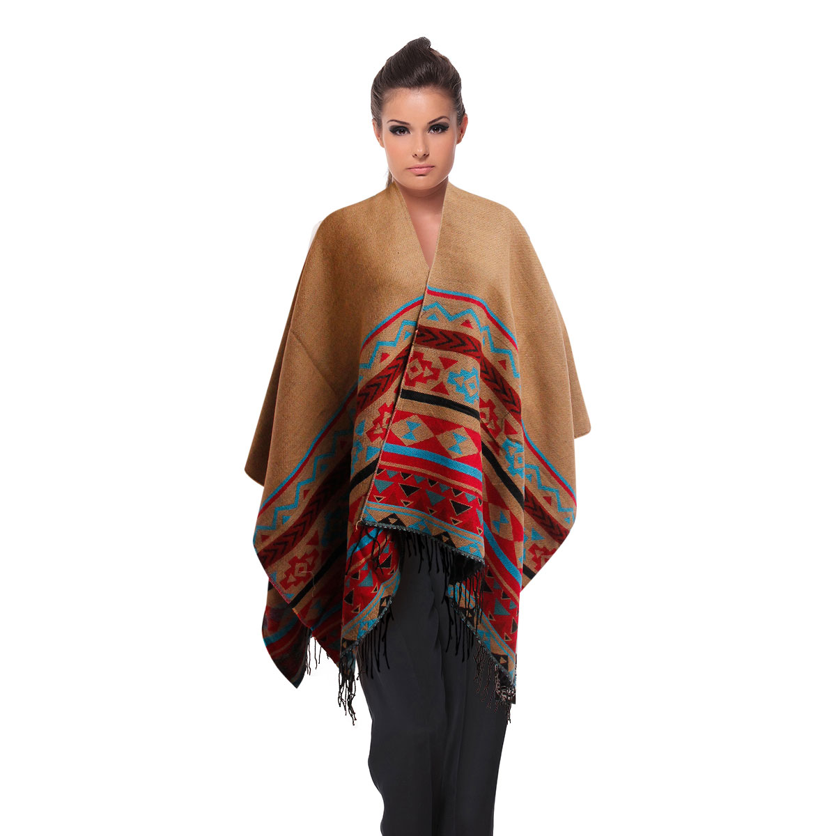 Red Aztec Print Shawl Scarf