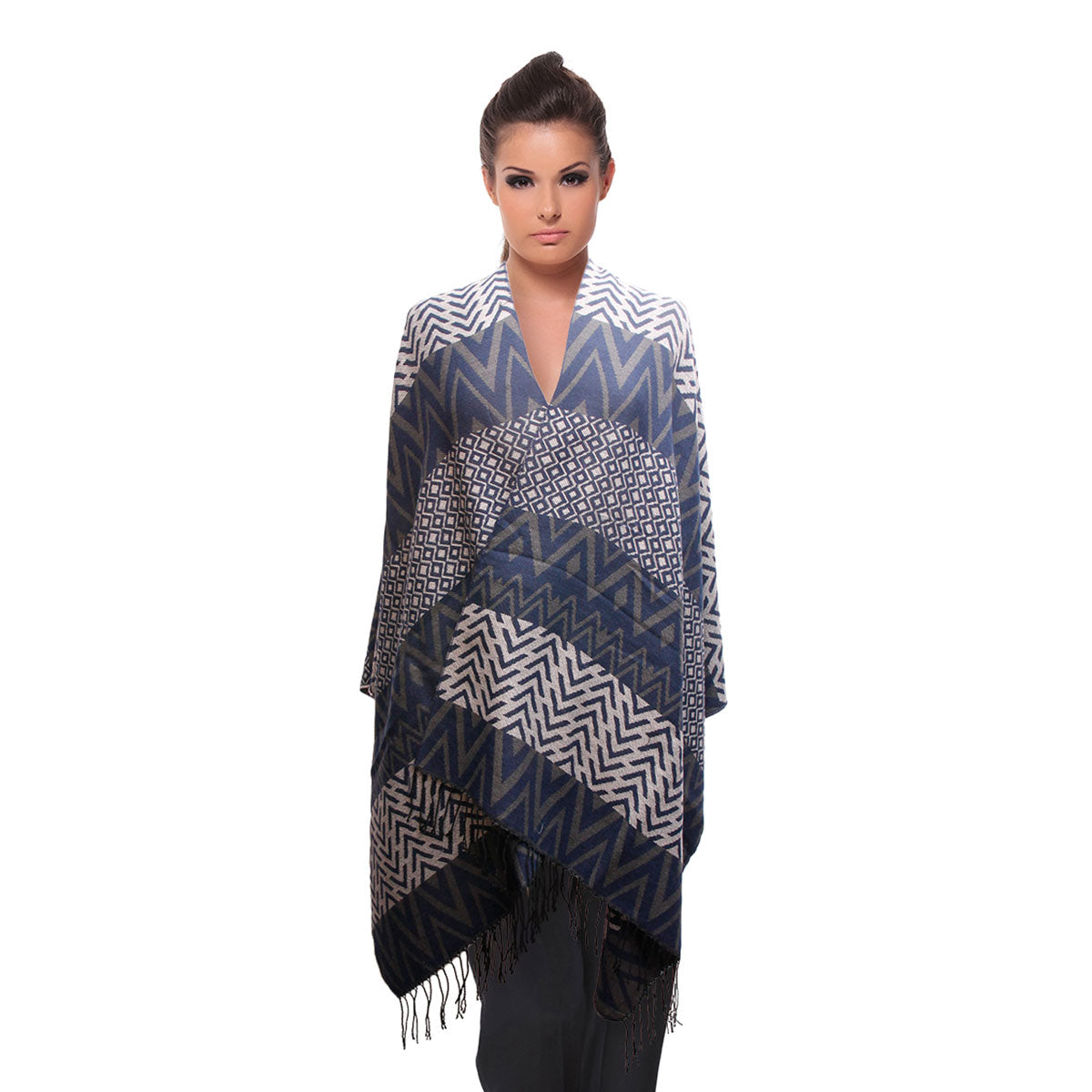 Blue Tribal Stripe Shawl