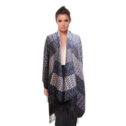 Blue Tribal Stripe Shawl