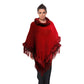 Burgundy Fur and Fringe Poncho