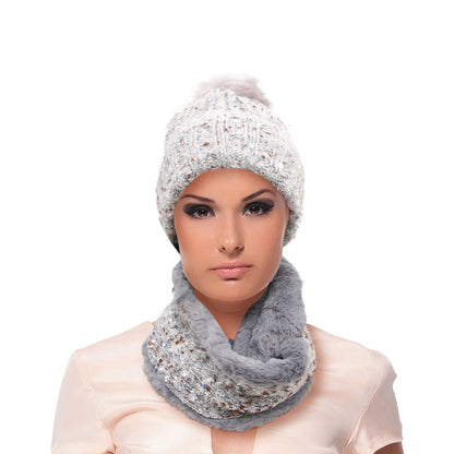 Gray Cable Knit Scarf and Hat Set