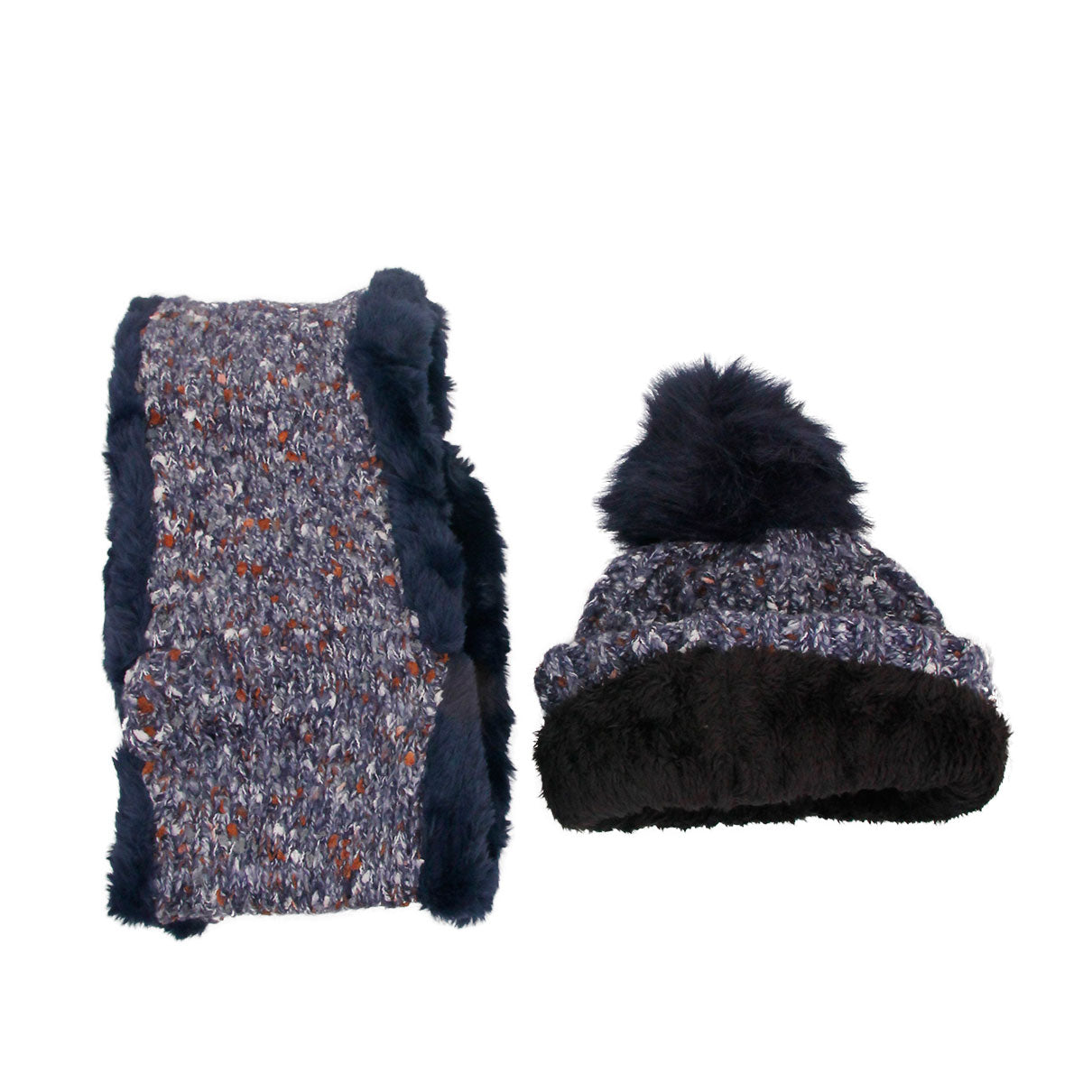 Navy Cable Knit Scarf and Hat Set