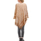 Light Brown Diamond Detail Fringe Poncho