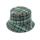 Green Plaid Woolen Bucket Hat