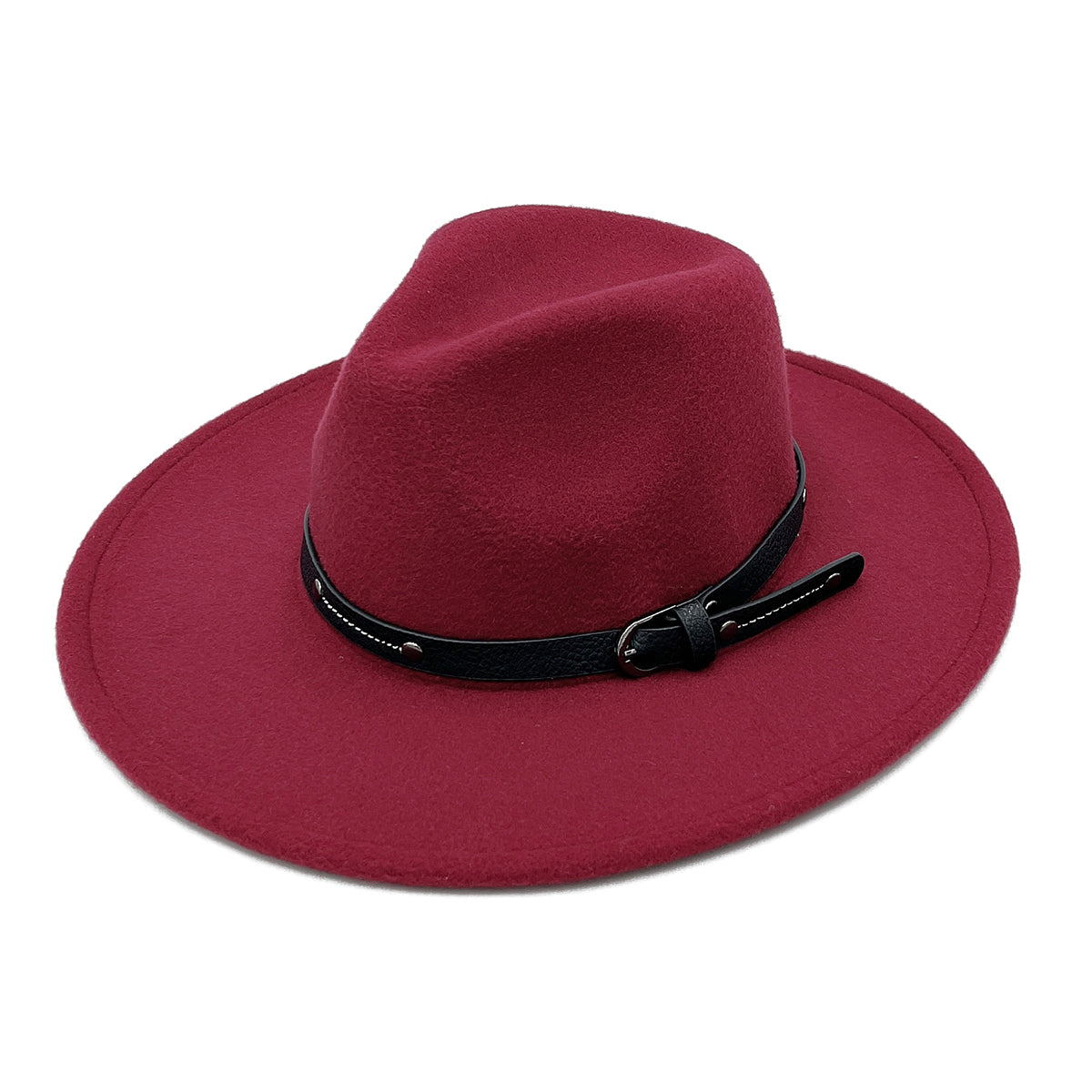 Buckle Burgundy Wide Brim Fedora