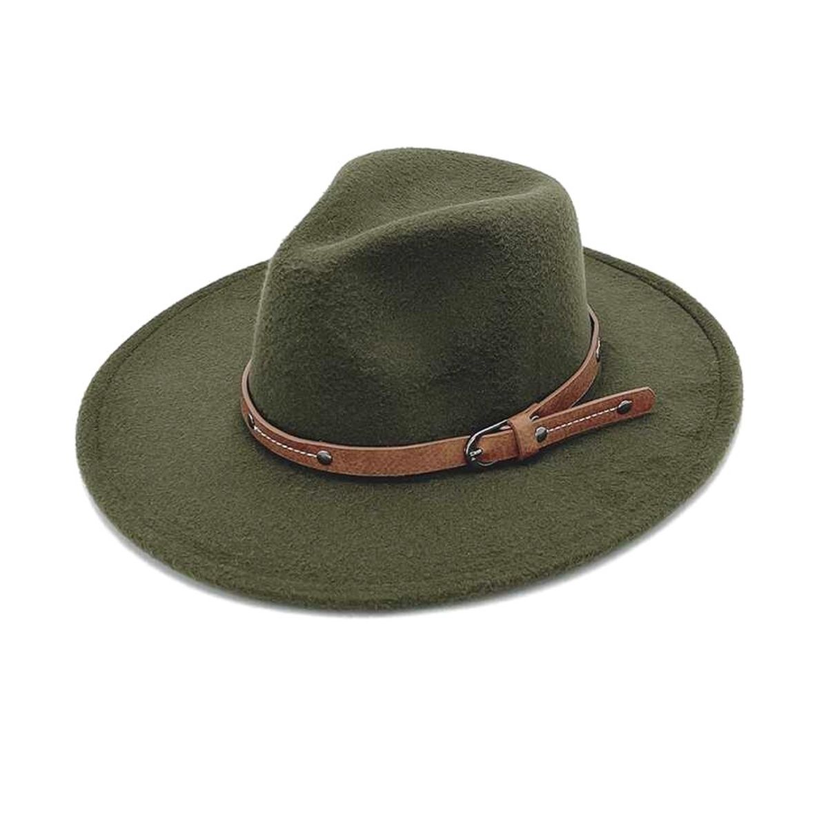 Buckle Olive Wide Brim Fedora