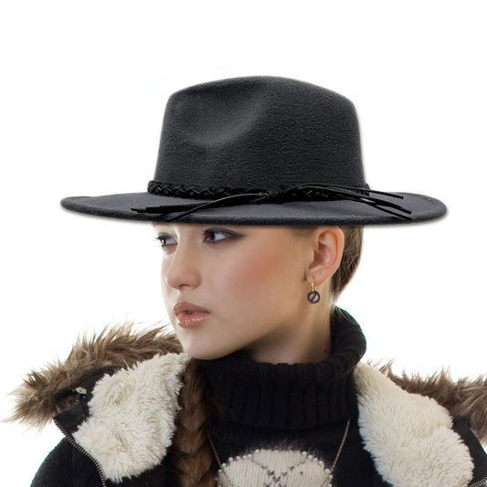 Braided Gray Wide Brim Fedora