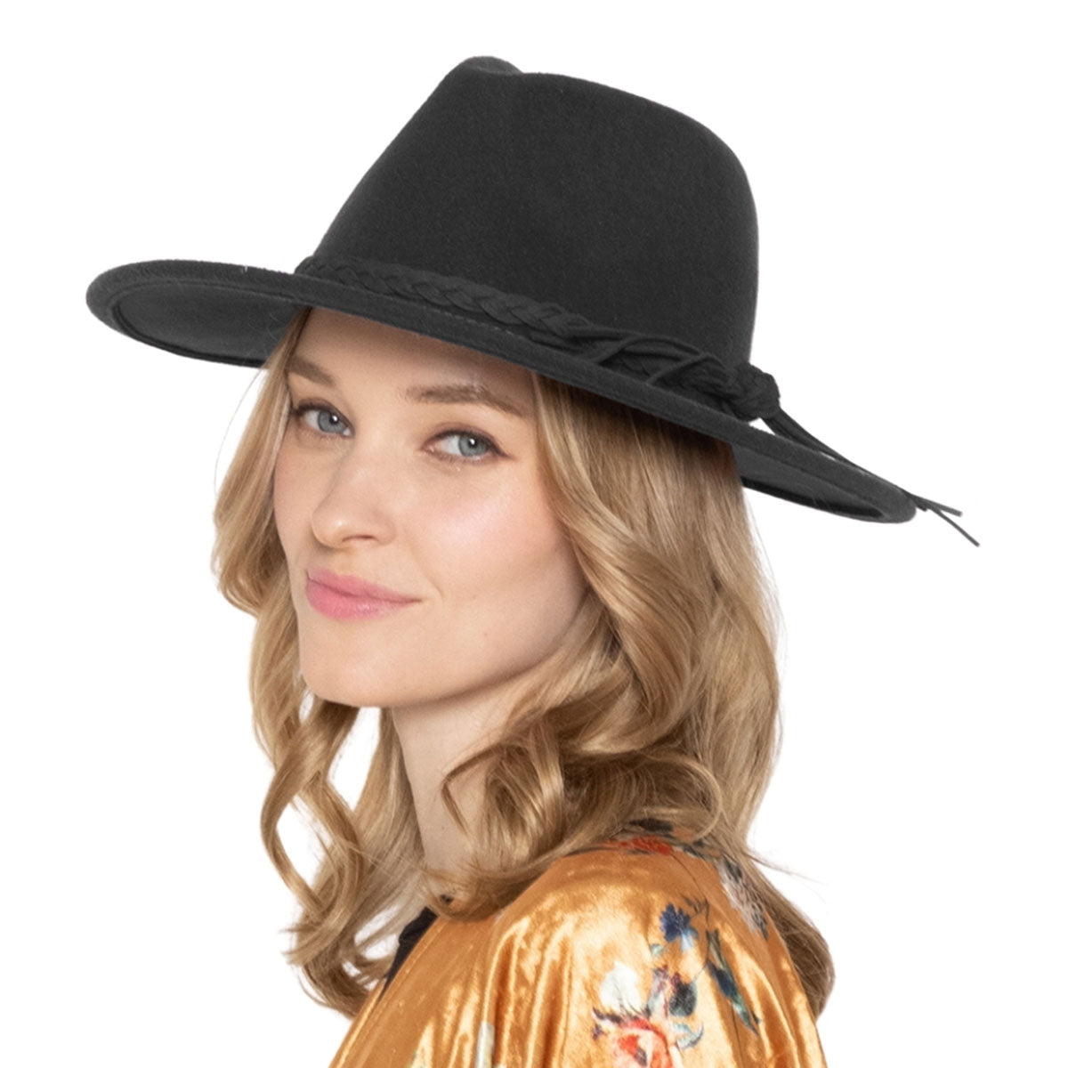 Braided Gray Wide Brim Fedora