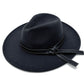 Leather Ribbon Black Wide Brim Fedora