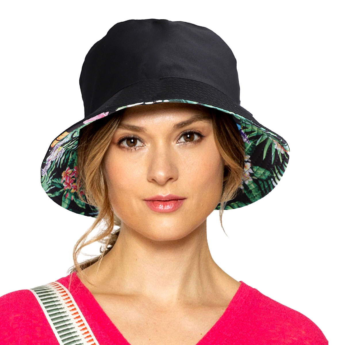 Green Black Tropical Reversible Bucket Hat