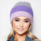 Beanie Purple Pink Striped Hat for Women