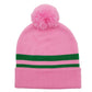 Pink Two Stripe Green Beanie