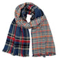 Navy Plaid Houndstooth Reversible Scarf