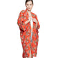 Orange Oriental Flower Long Kimono